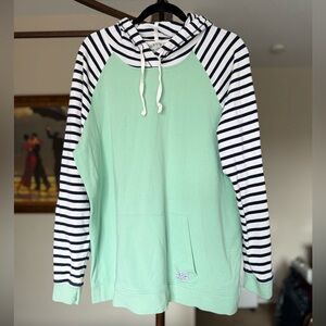 Orvis Mint Green Hoodie with Striped Accents